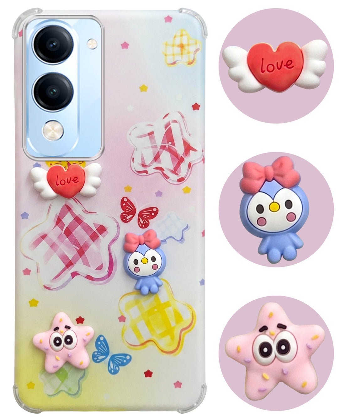 For Vivo iQOO Z10 Lite Back Cover Case (3D Cute Cartoons | Hard Back Side Soft | Matte Premium Finish | HD Printing)