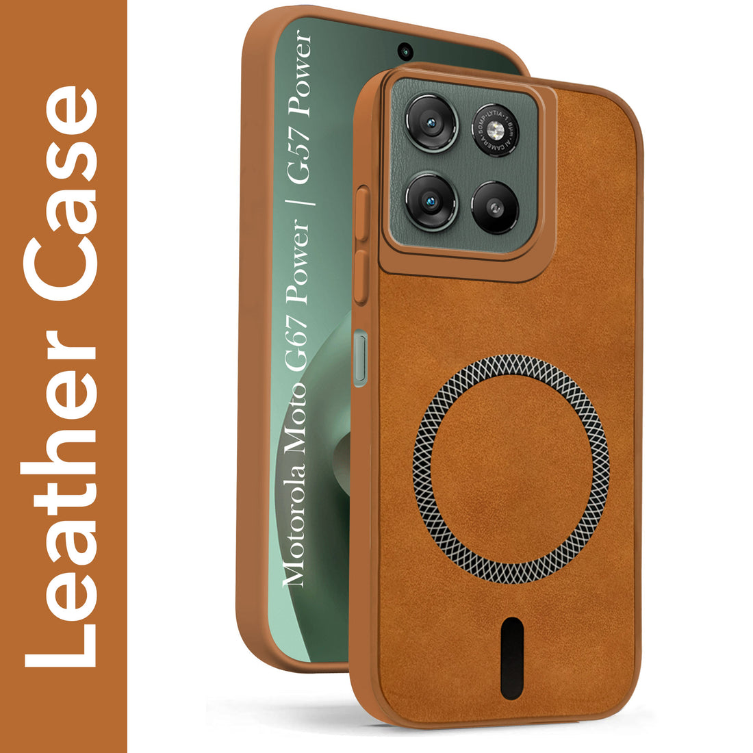 For Motorola Moto G67 Power | G57 Power Back Cover Case Leather Finish (MagSafe Compatible Wireless Charging | Soft Touch | Camera Bump Protection)