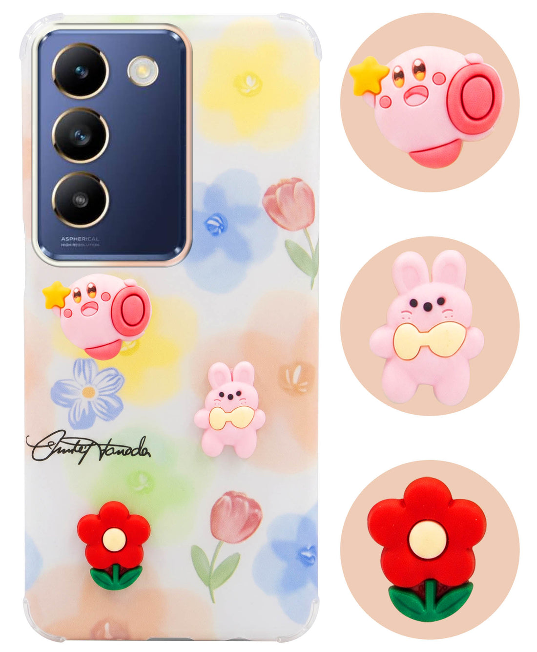 For Vivo T3 5G Back Cover Case (3D Cute Cartoons | Hard Back Side Soft | Matte Premium Finish | HD Printing)