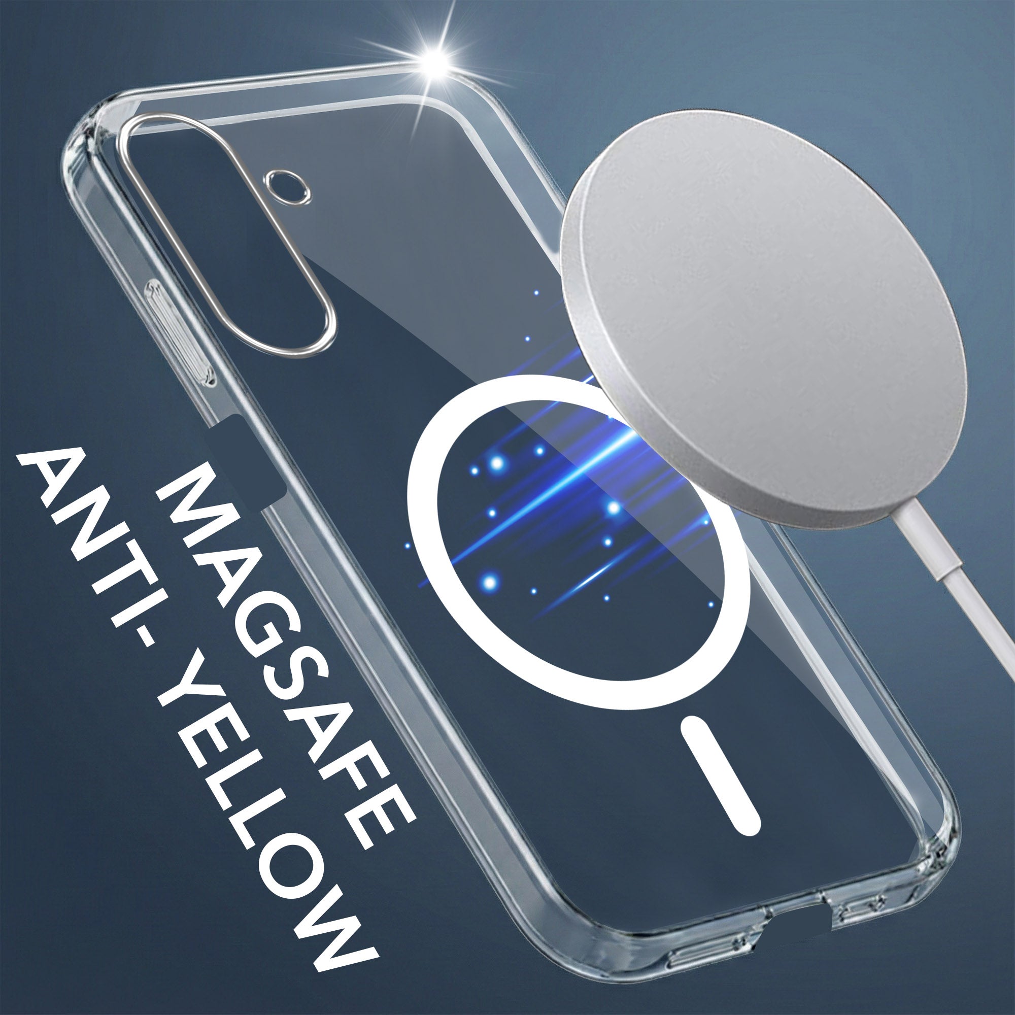 For Samsung Galaxy A17 | Samsung F17 | Samsung M17 5G Back Cover Case Lifetime Anti-Yellow MagSafe Compatible Clear (Sleek Hard Crystal | Shockproof and Camera Protection)