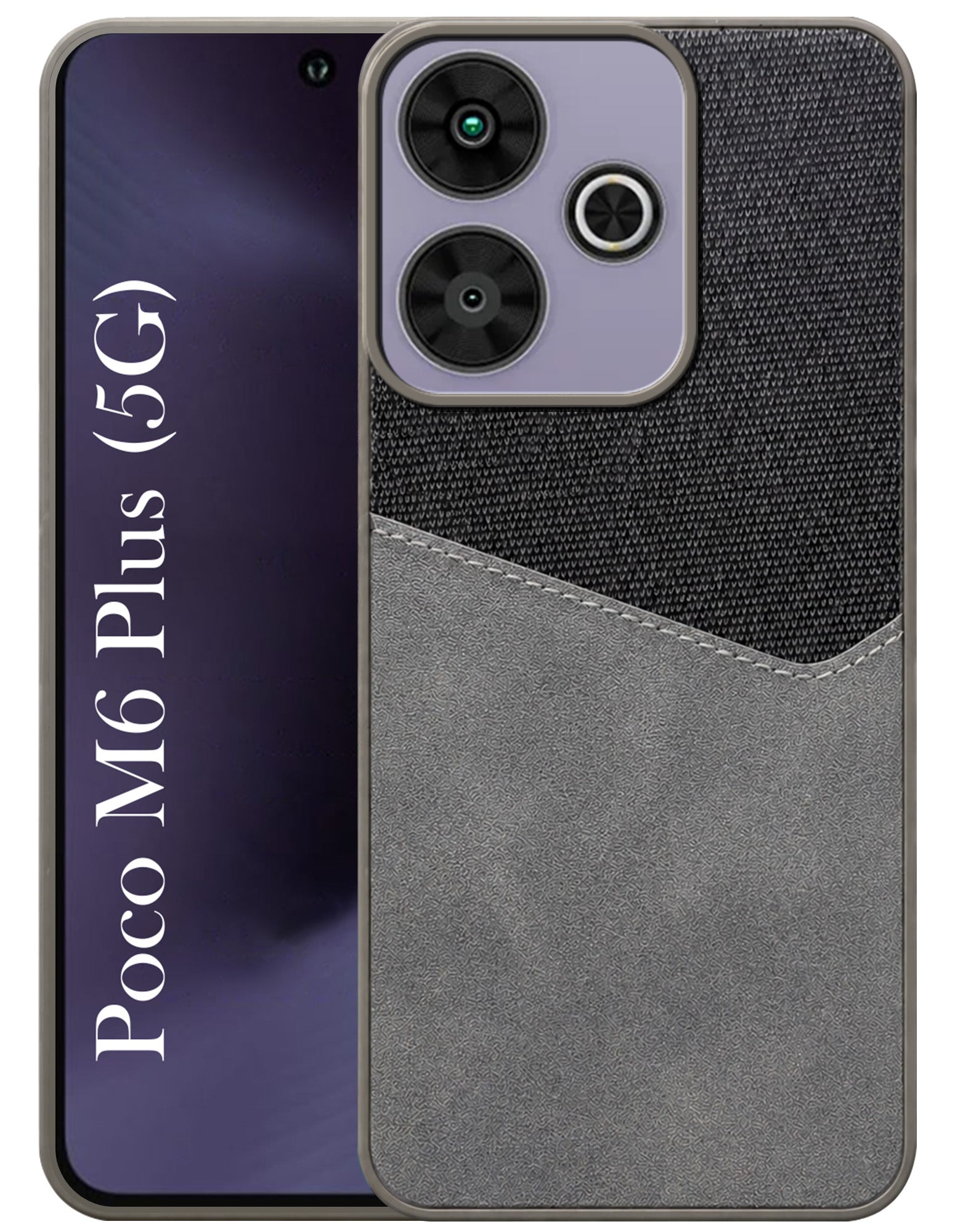 For Poco M6 Plus 5G Back Cover Case (Dual PU Leather Stitch | Professional Minimalist | Soft and Flexible)