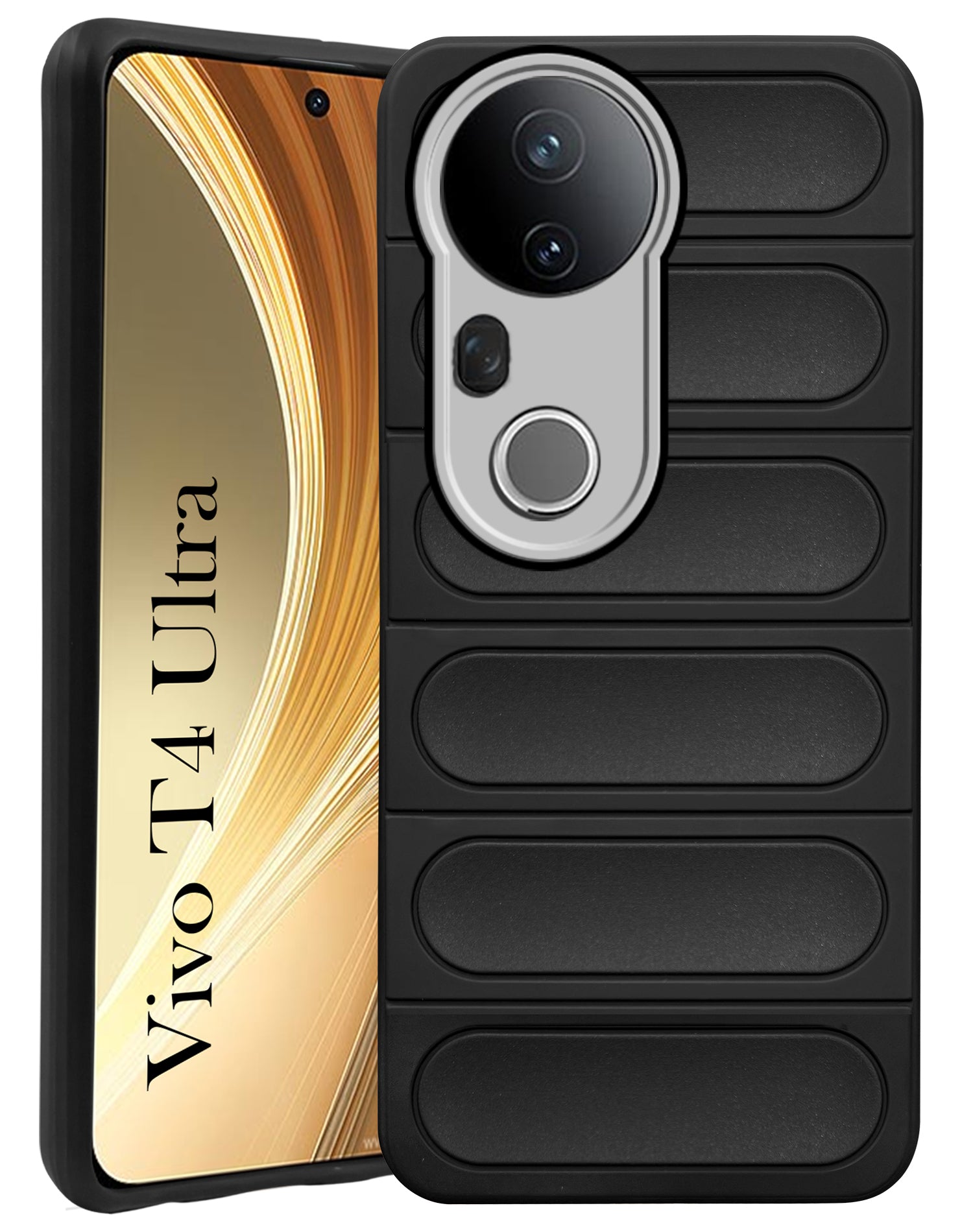 For Vivo T4 Ultra Back Case Cover (Matte Liquid Silicone| Professional Wave Design | Camera Protection Ring | Shockproof Anti Slip Grip)