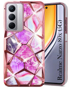 For Realme Narzo 80x Back Cover Case Girls (Dual Design Glitter Sparkle and Detachable Diamond Print Case | Soft and Flexible)