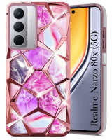 For Realme Narzo 80x Back Cover Case Girls (Dual Design Glitter Sparkle and Detachable Diamond Print Case | Soft and Flexible)