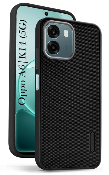 For Oppo A6 & Oppo K14 Back Cover Case Rubberised (Textured Grip Design | Micro-Fiber Cloth Inside | Slim and Light Weight | Soft Touch and Feel)