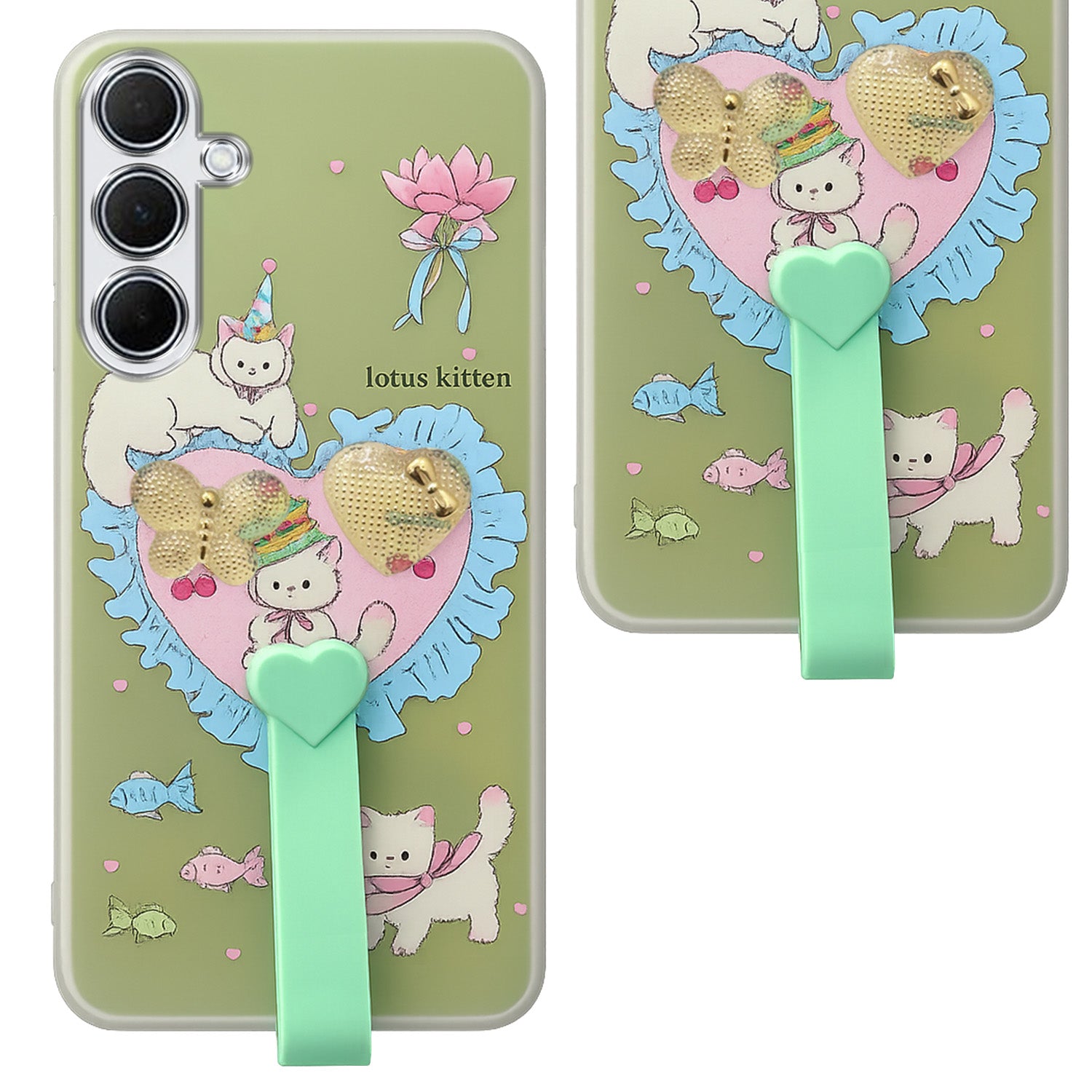 For Samsung Galaxy A35 5G Back Cover Case (3D Cute Heart Strap Holder | Camera Protection | Designer Girls Print)