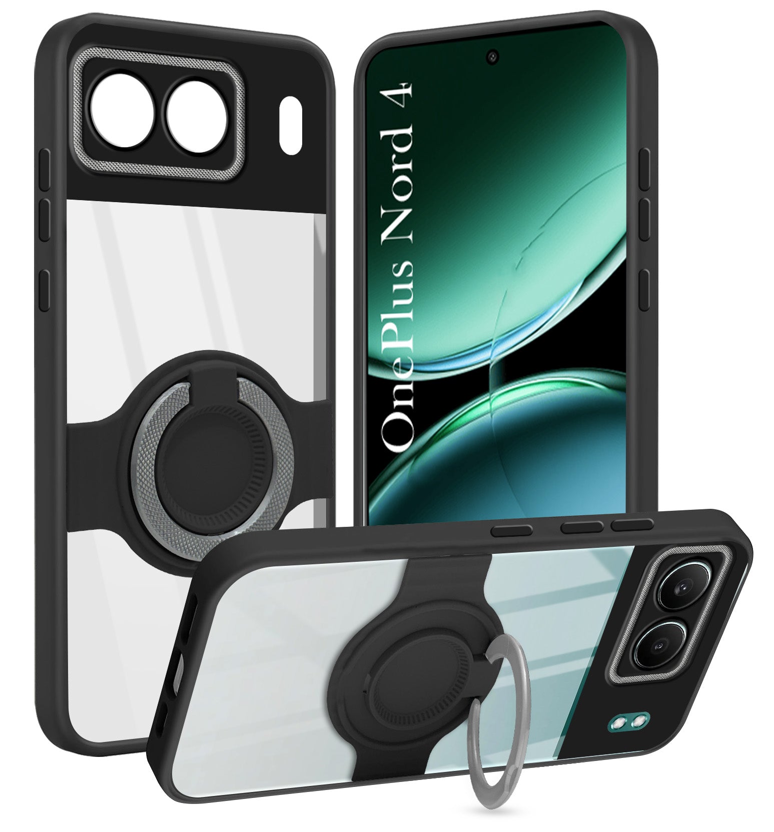 For Oneplus Nord 4 Back Cover Case with stand (Built-in Ring Holder Kickstand | Lifetime Anti Yellow | Camera Protection)