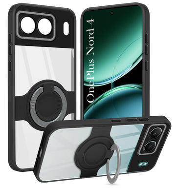 For Oneplus Nord 4 Back Cover Case with stand (Built-in Ring Holder Kickstand | Lifetime Anti Yellow | Camera Protection)