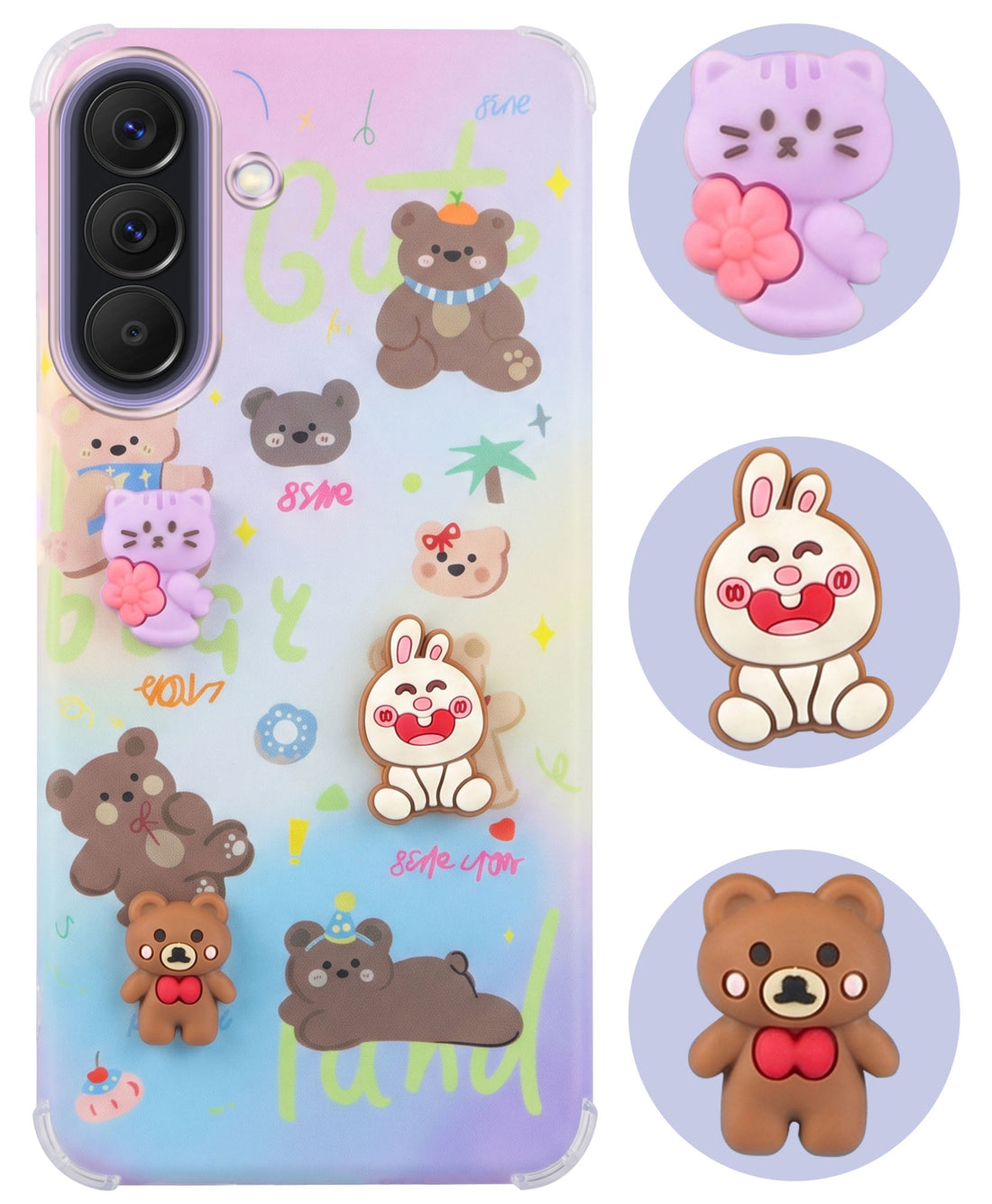 For Samsung Galaxy A37 5G Back Cover Case (3D Cute Cartoons | Hard Back Side Soft | Matte Premium Finish | HD Printing)
