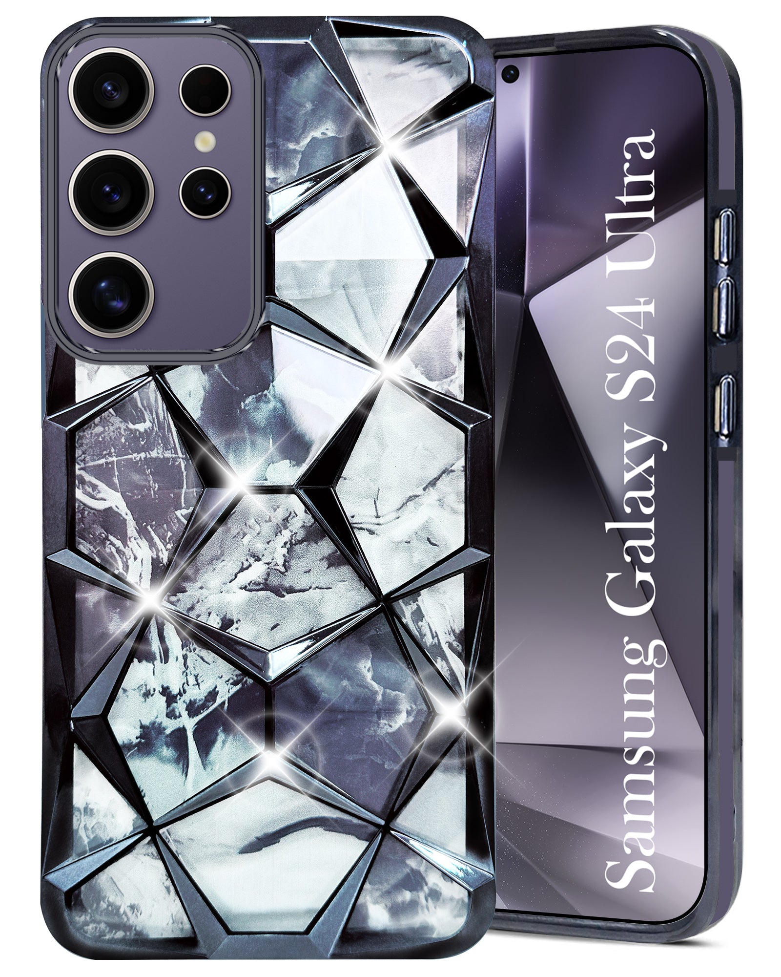 For Samsung Galaxy S24 Ultra Back Cover Case ( Dual Design Glitter Sparkle and Detachable Diamond Print Case | Soft and Flexible)