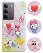 For Realme 14X Back Cover Case (3D Cute Cartoons | Hard Back Side Soft | Matte Premium Finish | HD Printing)