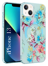 For Apple iPhone 13 Back Cover Case (Cute Floral Design | Flower Print for Girls | MagSafe Compatible Wireless Charging)