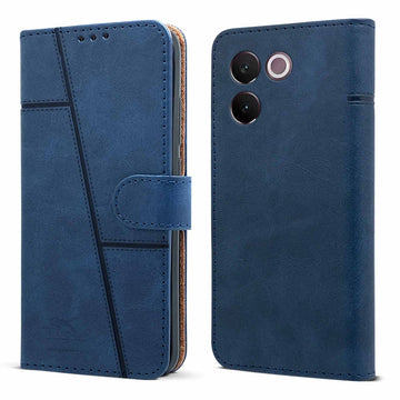 For Vivo V30e 5G Flip Cover Case (Stitched Leather with Magnetic Closure)