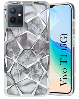 For Vivo T1 5G Back Cover Case ( Dual Design Glitter Sparkle and Detachable Diamond Print Case | Soft and Flexible)