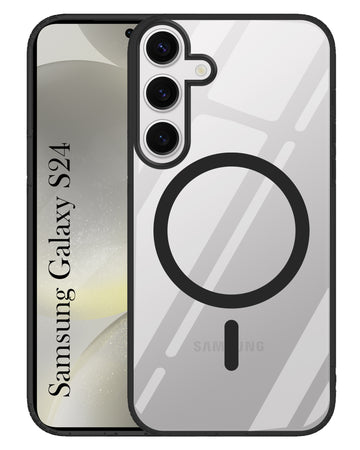 For Samsung Galaxy S24 Back Cover Case  (Black MagSafe Compatible Wireless Charging | Hybrid Camera Bump Protection | Shockproof Polycarbonate Material)
