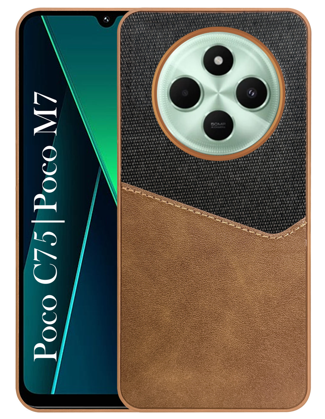For Poco C75 | Poco M7 Back Cover Case (Dual PU Leather Stitch | Professional Minimalist | Soft and Flexible)