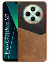For Poco C75 | Poco M7 Back Cover Case (Dual PU Leather Stitch | Professional Minimalist | Soft and Flexible)