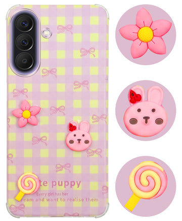 For Samsung Galaxy A37 5G Back Cover Case (3D Cute Cartoons | Hard Back Side Soft | Matte Premium Finish | HD Printing)