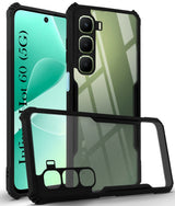 For Infinix Hot 60 5G Back Cover Case (Shockproof with Polycarbonate Clear Panel | Professional Black)
