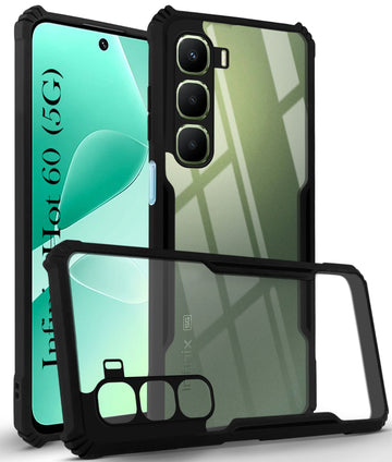 For Infinix Hot 60 5G Back Cover Case (Shockproof with Polycarbonate Clear Panel | Professional Black)
