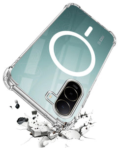 For Poco C85x 5G Back Cover Shockproof Crystal-Clear (Magsafe Wireless Support | Drop & Camera Protection | Hard Polycarbonate)