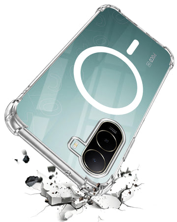 For Poco C85x 5G Back Cover Shockproof Crystal-Clear (Magsafe Wireless Support | Drop & Camera Protection | Hard Polycarbonate)