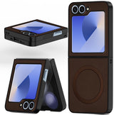 For Samsung Galaxy Z Flip 6 5G | Samsung Galaxy Z Flip 7 FE  Back Cover Case (MagSafe Wireless Charging Compatible | Sleek Leather Finish | Inside Microfiber Cloth)