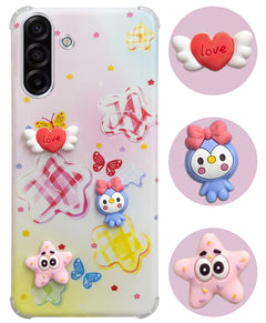 For Samsung Galaxy A17 | Samsung F17 | Samsung M17 5G Back Cover Case (3D Cute Cartoons | Hard Back Side Soft | Matte Premium Finish | HD Printing)