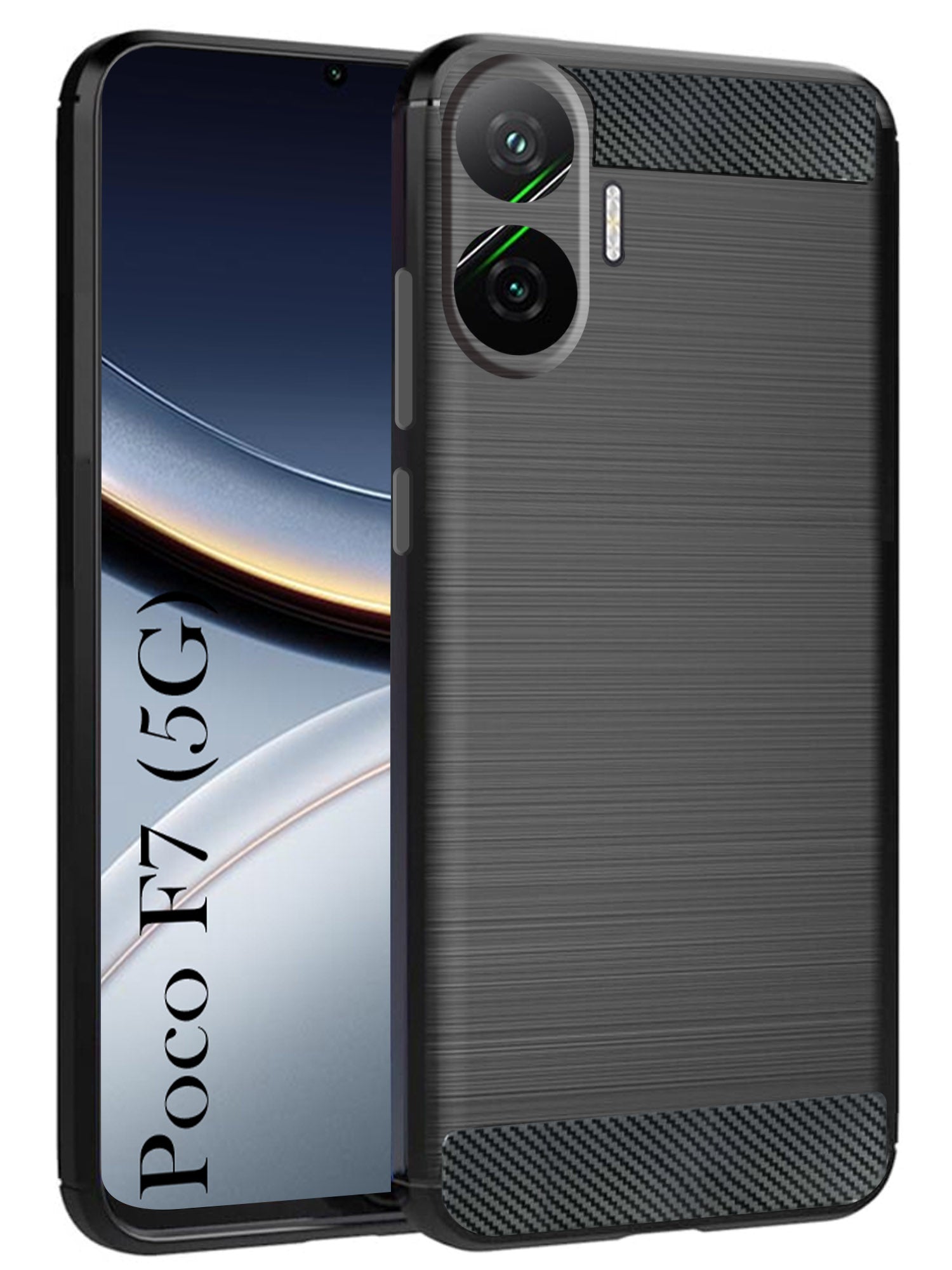 For Xiaomi Poco F7 5G Back Cover Case ( Hybrid Armor Case | Carbon Fiber Shockproof | Soft and Flexible | Black )
