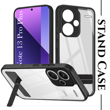 For Redmi Note 13 Pro Plus Back Cover Case (Built-in Stand | Lifetime Anti Yellow | Kickstand Shockproof | Camera Protection | MagSafe Compatible)