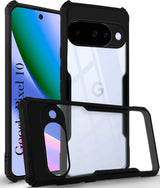 For Google Pixel 10 Back Cover Case (Shockproof with Polycarbonate Clear Panel | Professional Black)
