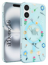 For Apple iPhone 16 Back Cover Case (Cute Floral Design | Flower Print for Girls | MagSafe Compatible Wireless Charging)