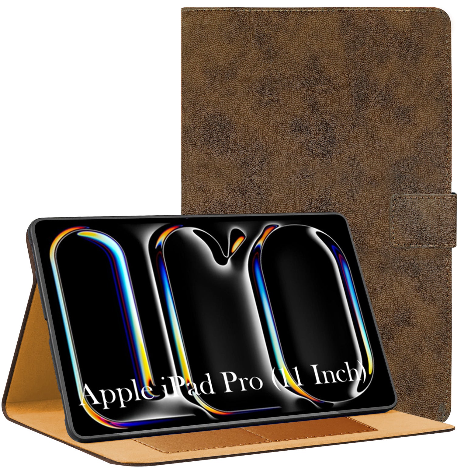 For Apple iPad Pro 11 Inch (2024) Flip Cover Folio Cover A2836/A2837/A3006/iPad16,3/6,4 (PU Leather | Multi-Angle Smart Stand | Card Storage Slots | Silicone Back Pouch)