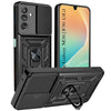 For Samsung Galaxy M36 | Samsung Galaxy F36 Back Cover Case Hybrid Armor (Sliding Shutter Camera Protection | Polycarbonate |Ring Holder Kickstand)