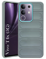 For Vivo T4x Back Cover Case (Matte Liquid Silicone| Camera Protection Ring | Professional Wave Design | Shockproof Anti Slip Grip )
