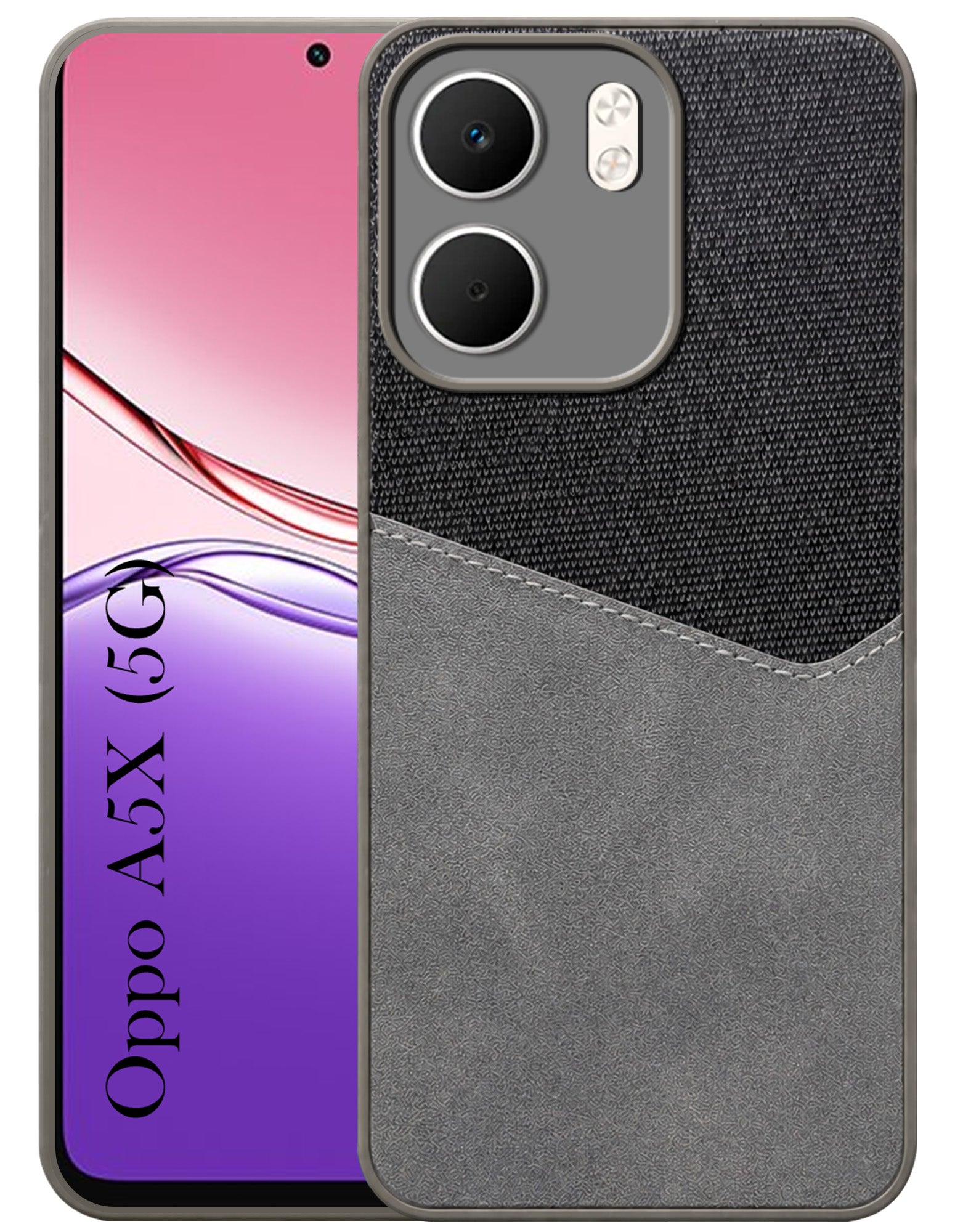 For Oppo A5X Back Cover Case (Dual PU Leather Stitch | Professional Minimalist | Soft and Flexible)