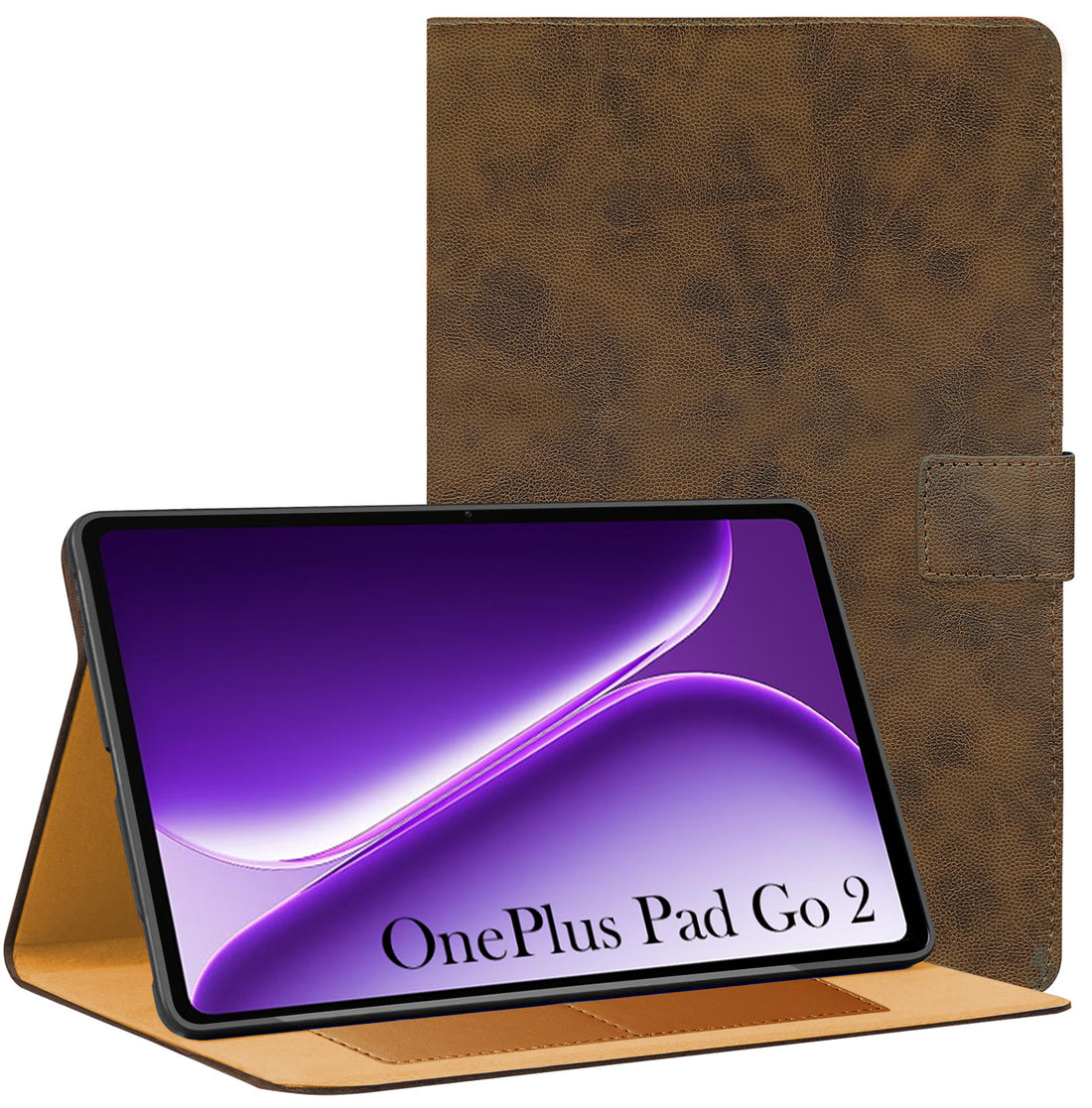 For OnePlus Pad Go 2 12.1 Inch OPD2504/2505 Flip Cover Folio Cover (PU Leather | Multi-Angle Smart Stand | Card Storage Slots | Silicone Back Pouch)