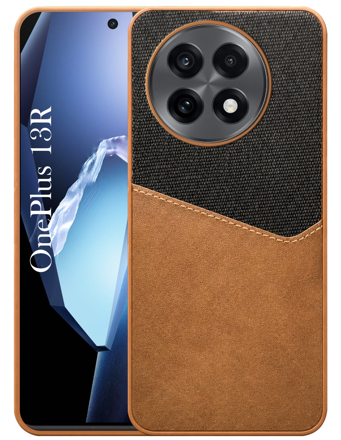 For OnePlus 13R Back Cover Case (Dual PU Leather Stitch | Professional Minimalist | Soft and Flexible)