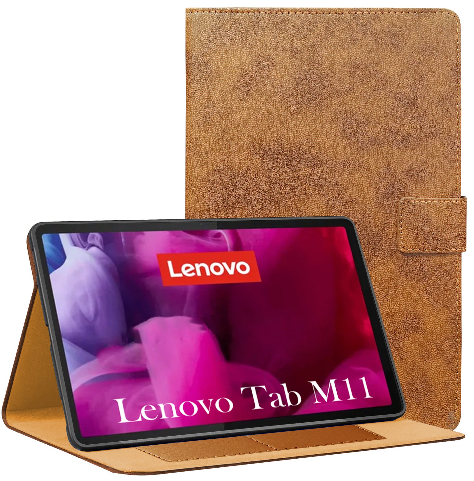 For Lenovo Tab M11 11 Inch TB330FU/TB330KU Flip Cover Folio Cover (PU Leather | Multi-Angle Smart Stand | Card Storage Slots | Silicone Back Pouch)