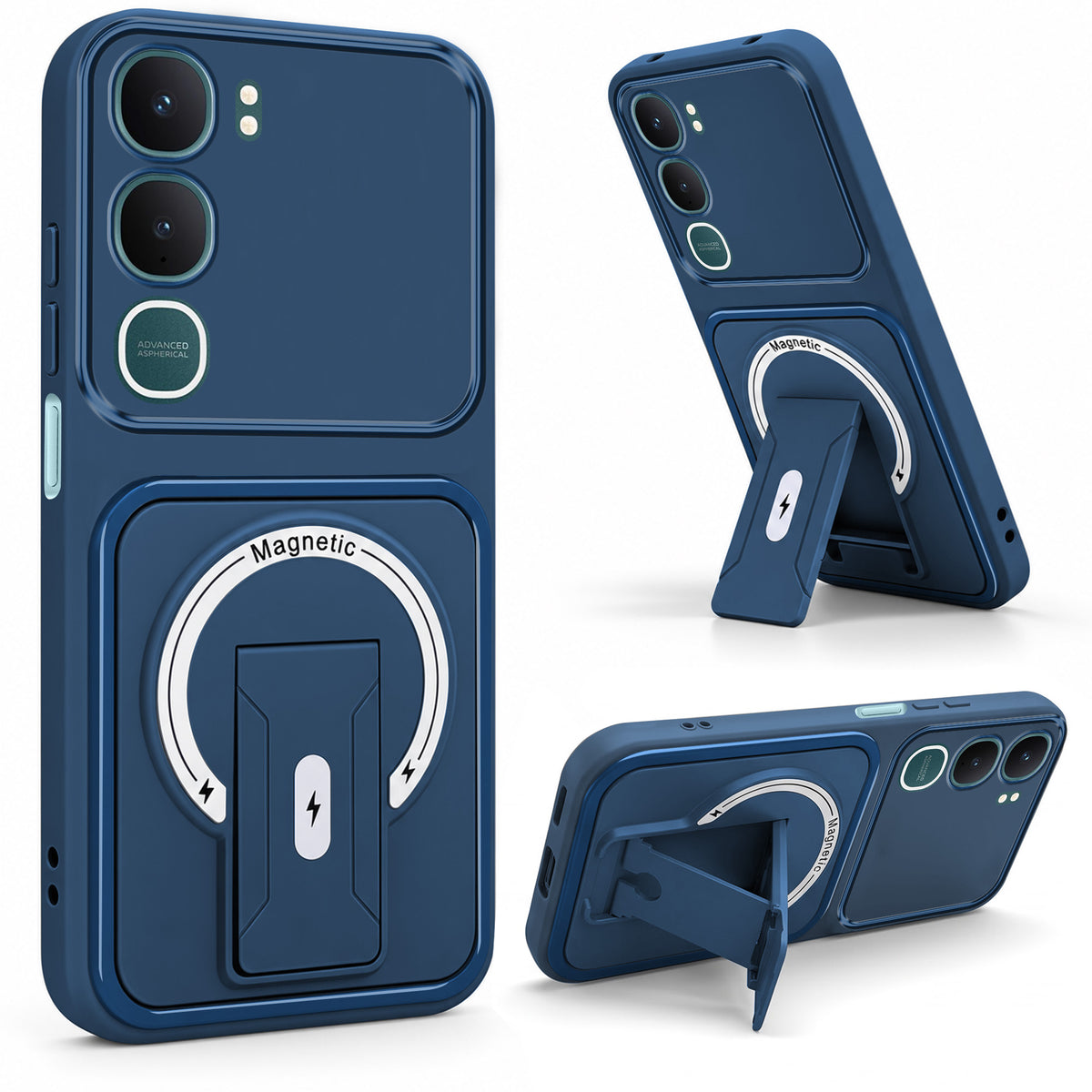 For Vivo Y31 5G Back Case Cover Metallic (Hybrid Armor Kickstand | MagSafe Compatible | Camera Protection Shockproof)