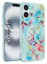 For Apple iPhone 16 Back Cover Case (Cute Floral Design | Flower Print for Girls | MagSafe Compatible Wireless Charging)