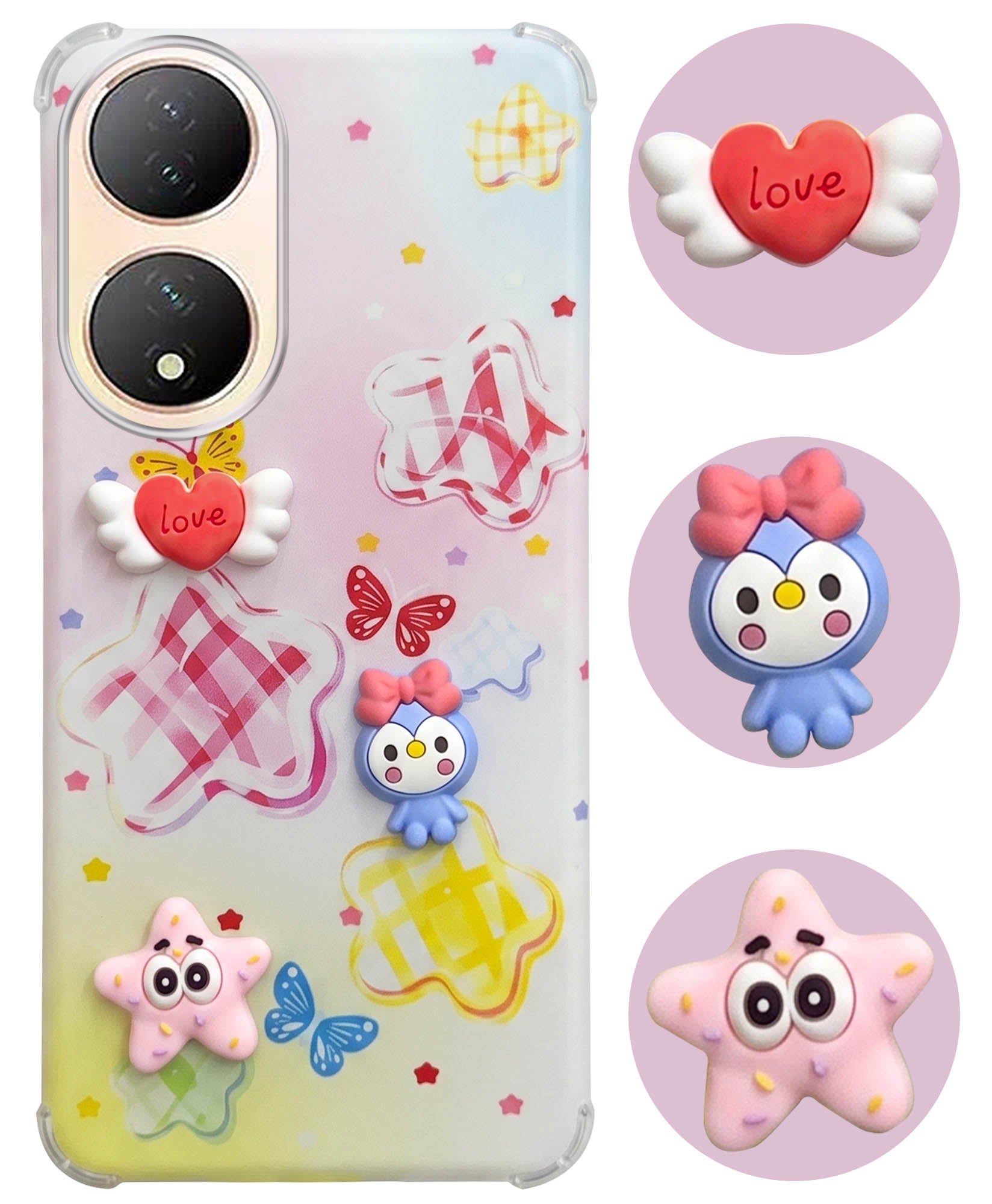 For Vivo Y100 Back Cover Case (3D Cute Cartoons | Hard Back Side Soft | Matte Premium Finish | HD Printing)