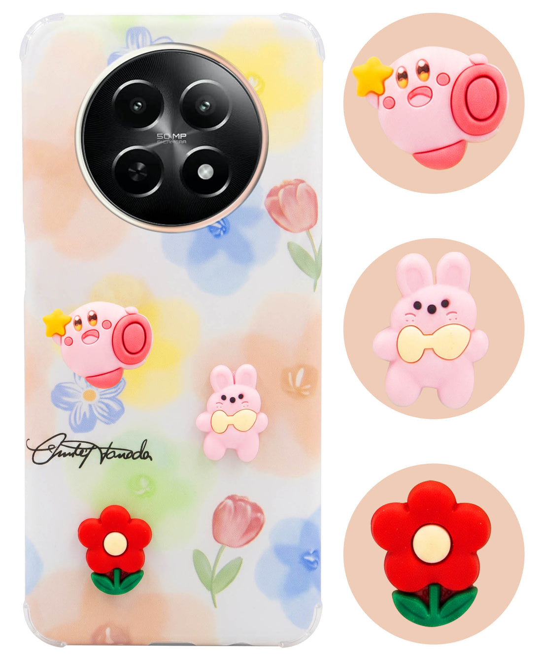 For Realme 12 | Realme 12X Back Cover Case (3D Cute Cartoons | Hard Back Side Soft | Matte Premium Finish | HD Printing)