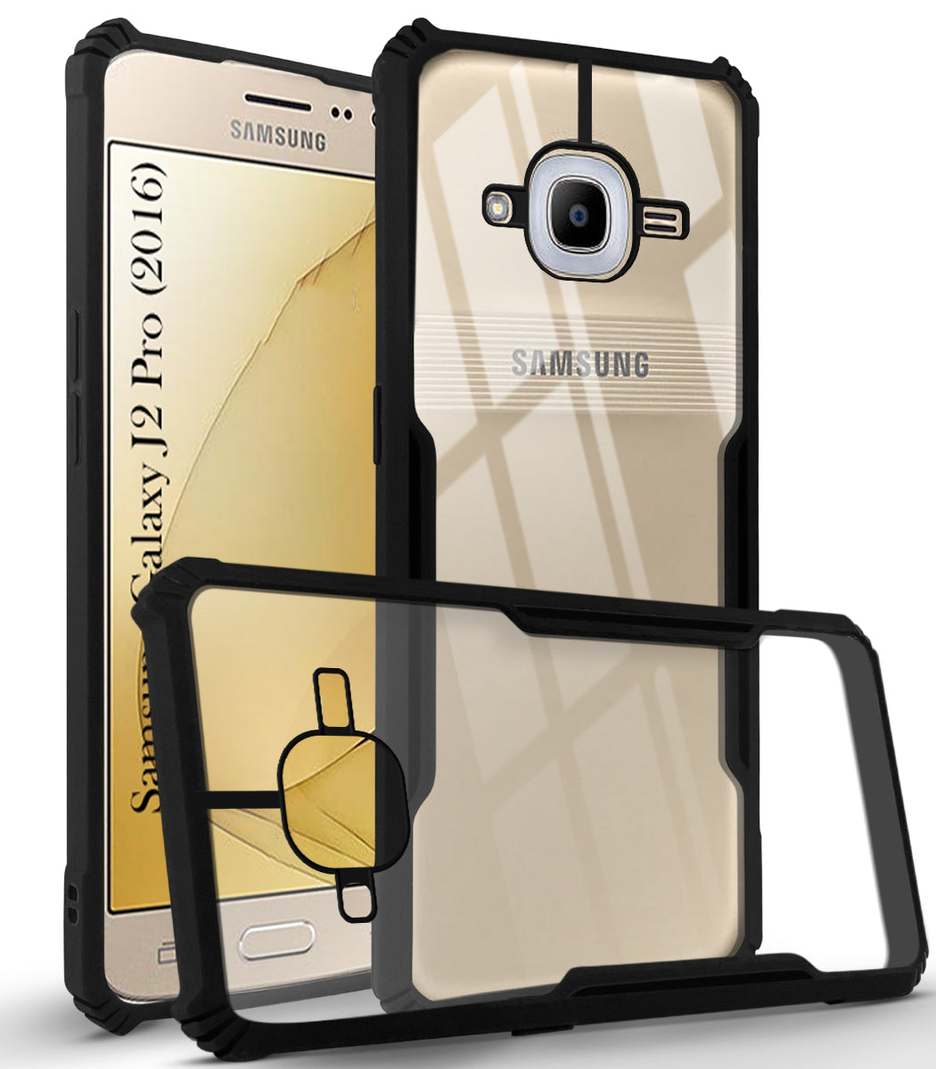 For Samsung Galaxy J2 Pro Back Cover Case ( Shockproof with Polycarbonate Clear Panel | Professional Black)
