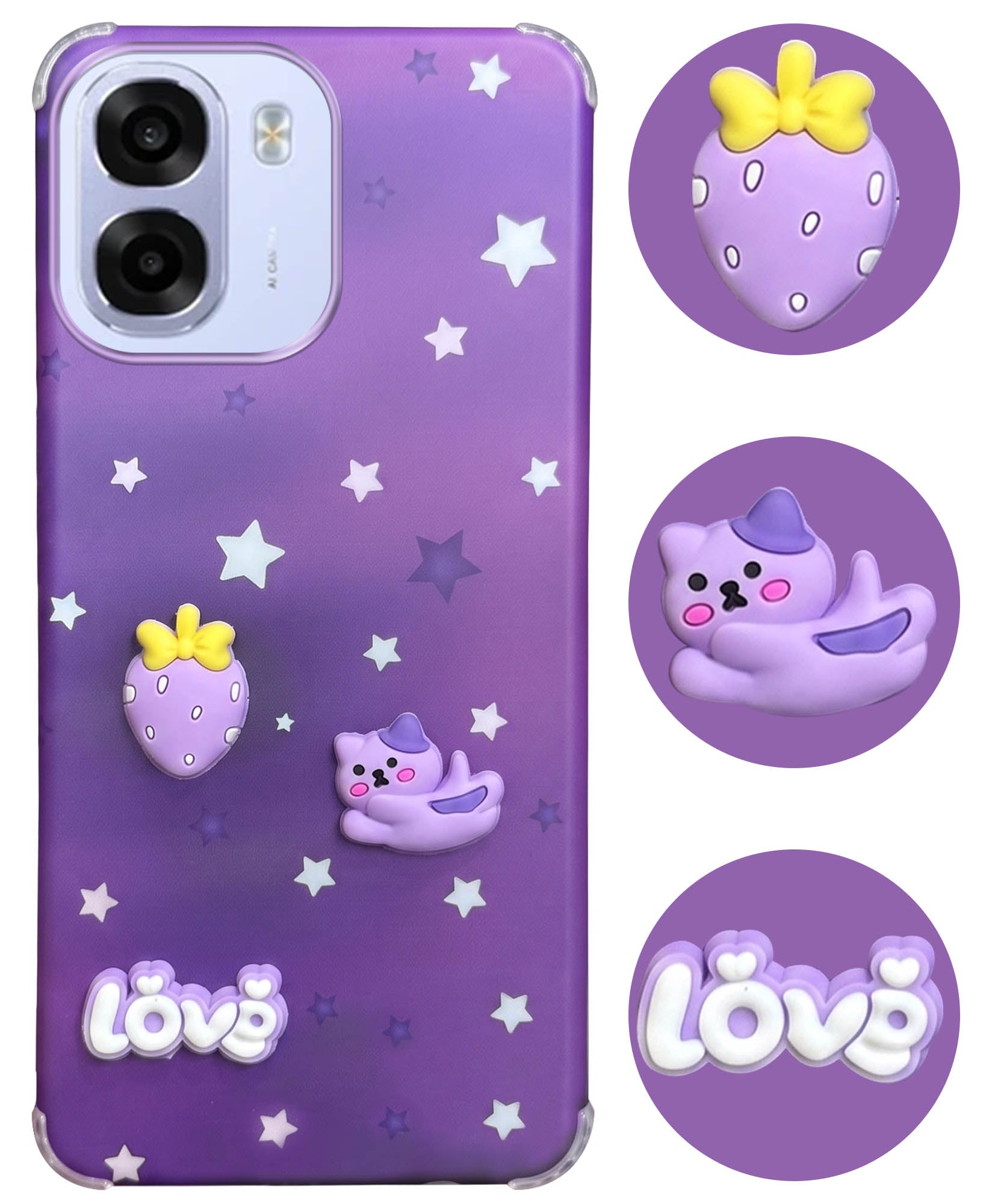 For Oppo K14x 5G Back Cover Case (3D Cute Cartoons | Hard Back Side Soft | Matte Premium Finish | HD Printing)