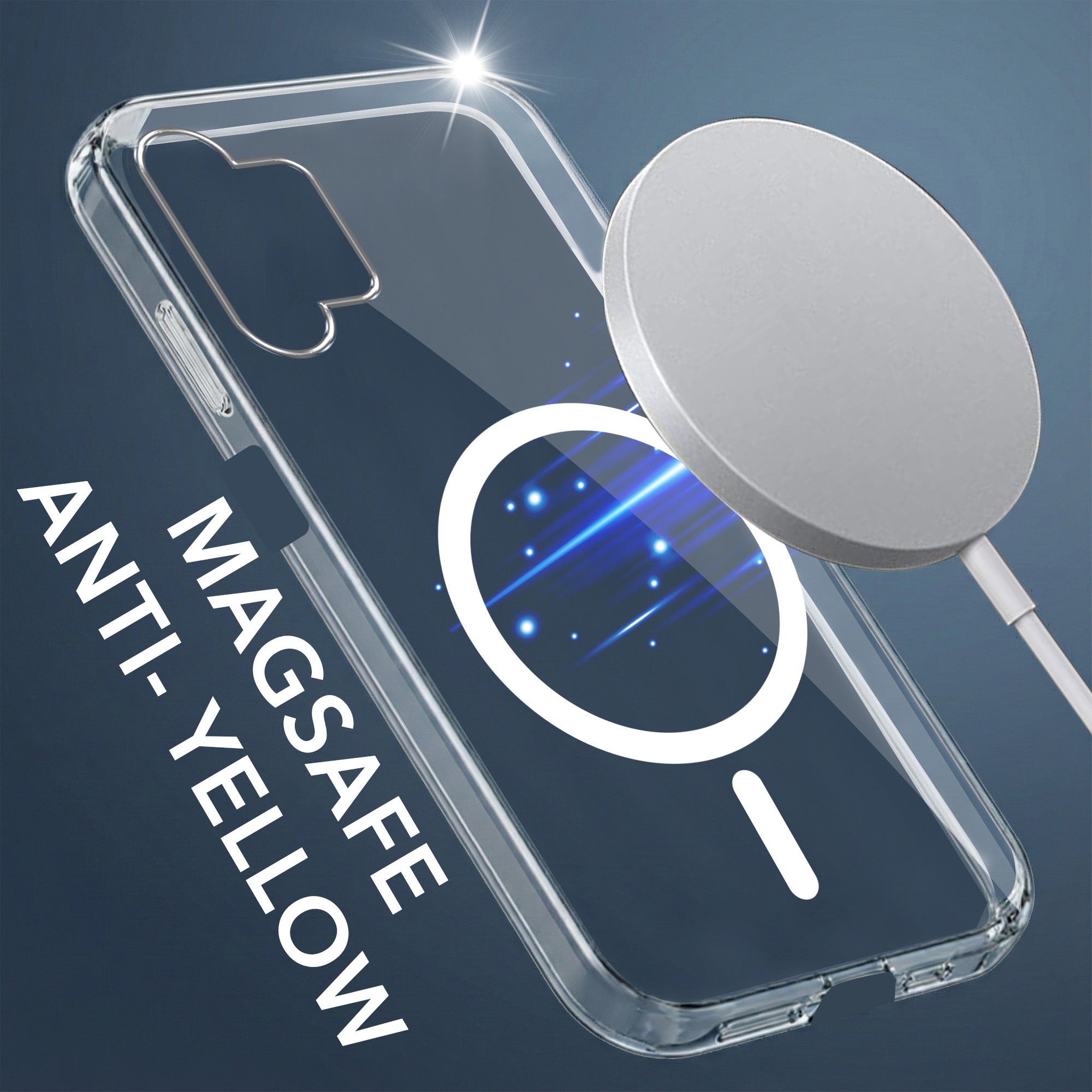 For Samsung Galaxy A13 4G Back Cover Case Lifetime Anti-Yellow MagSafe Compatible Clear (Sleek Hard Crystal | Shockproof and Camera Protection)