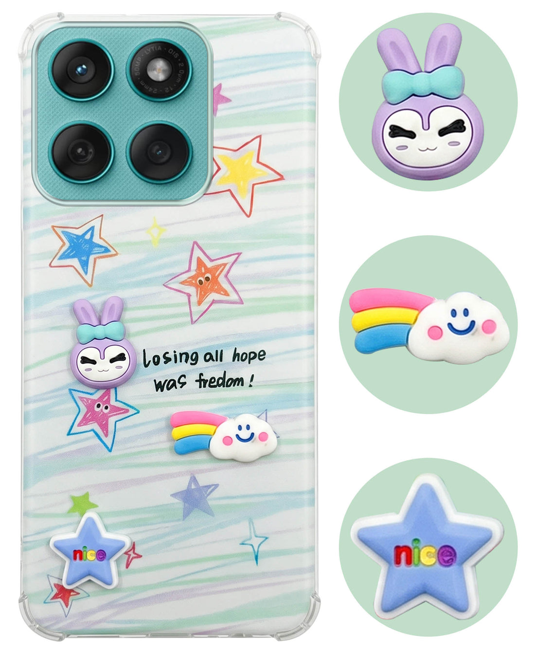 For Motorola Moto Edge 60 Fusion Back Cover Case (3D Cute Cartoons | Hard Back Side Soft | Matte Premium Finish | HD Printing)