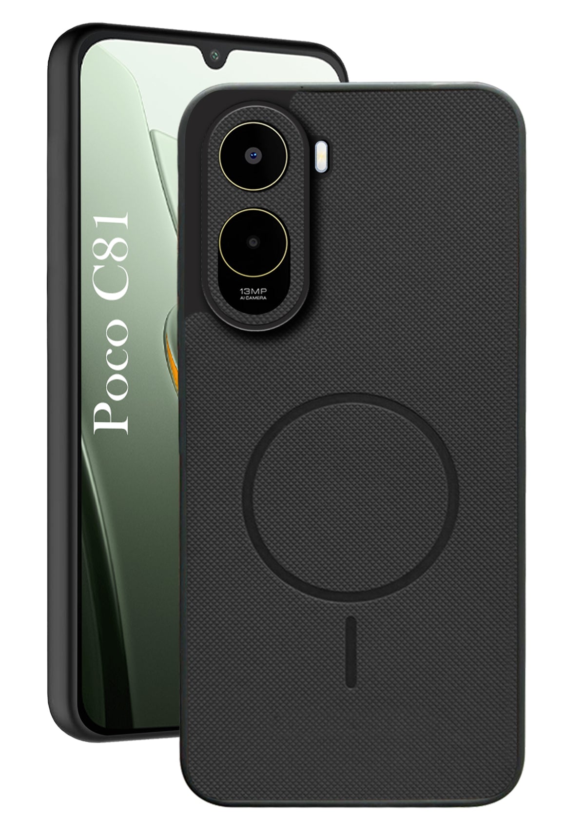 For Poco C81 5G Back Cover Case PU Leather (Texture Grip Design | Professional Minimalist | Camera Protection | Soft and Flexible)