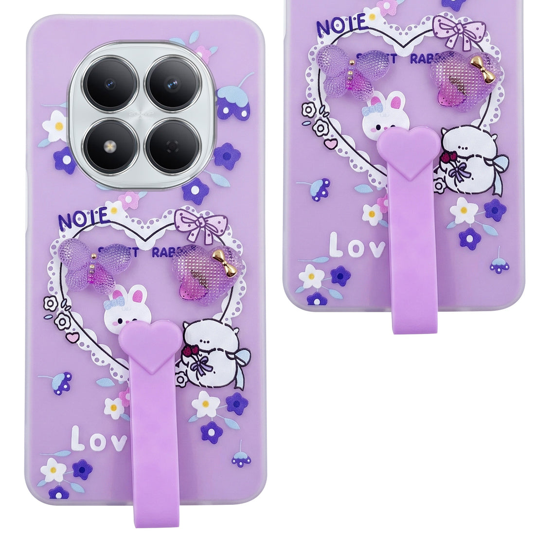 For Xiaomi Redmi Note 15 Pro 5G Back Cover Case (3D Cute Heart Strap Holder | Camera Protection | Designer Girls Print)