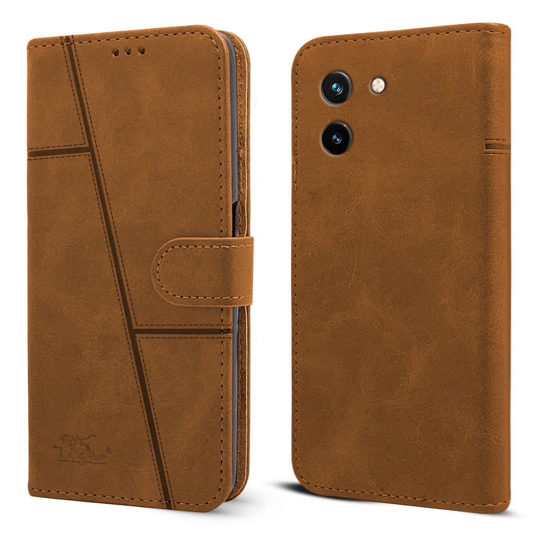 For Vivo T3x 5G Flip Cover Case (Stitched Leather with Magnetic Closure)